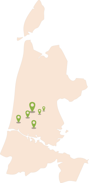 Map with location markers in Netherlands